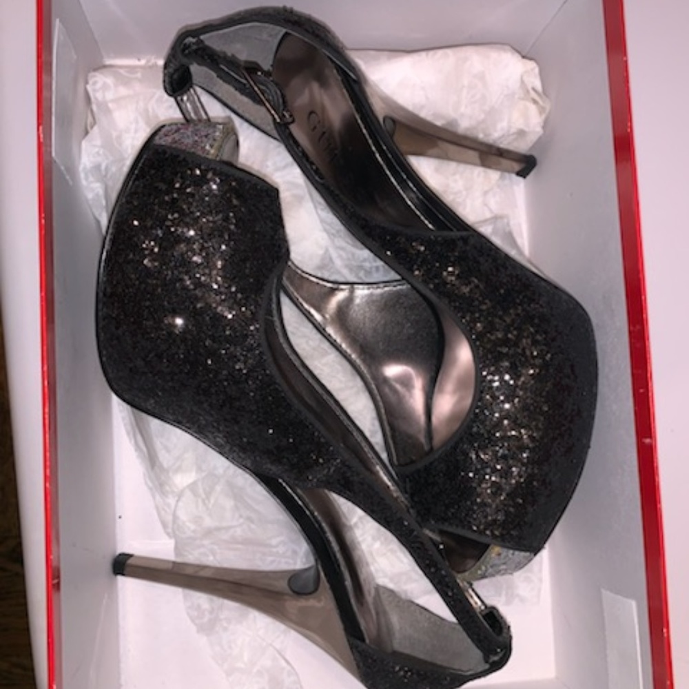 Black & Silver sequin heels